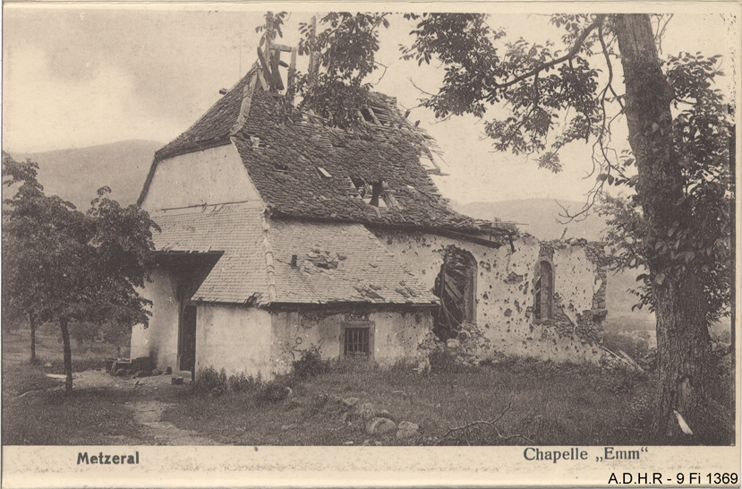 Ruines de l’ancienne chapelle de l’Emm - Auteur  H. Linsig (Archives Départementales du Haut-Rhin, 9 Fi 1369).